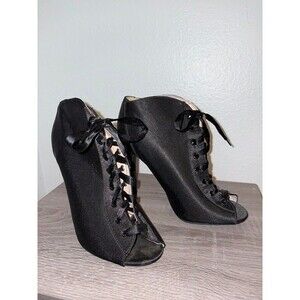 Black Lace Up Heels Size 8